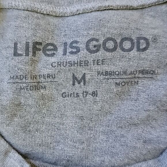 LIFE IS GOOD GRAY LONG-SLEEVE SANTA "LIFE IS MERRY GOOD" T-SHIRT, SIZE 7-8 - Picture 3 of 7